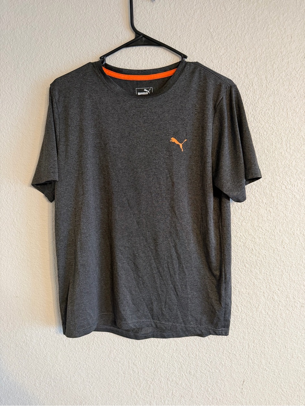 Puma Charcoal Short-Sleeve Performance Tee with Orange Logo
